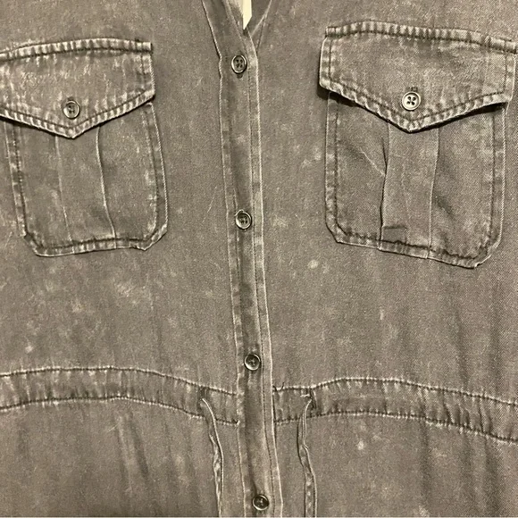 For The Republic Black Lyocell  Long Sleeved Shirt Dress size Large - Picture 4 of 15